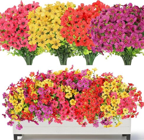 Artificial Fake Hanging Flowers Plants for Outdoor Fall Decoration,6 PCS Faux Silk Daisy with Eucalyptus Leaves,UV Resistant Look Real for Outside Home Indoor Planter Porch Patio Balcony Yard Decor in Saudi Arabia