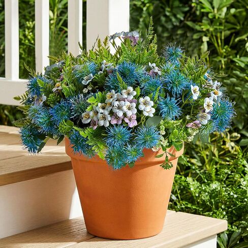RM ROOMERS Artificial Flowers Plants for Outdoors, Fake Flowers Yellow & White Floral Arrangement Faux Flower for Garden Porch Windowbox Front Door Yard Wedding Home Decor Indoor Vase (3 Bundles) in Saudi Arabia