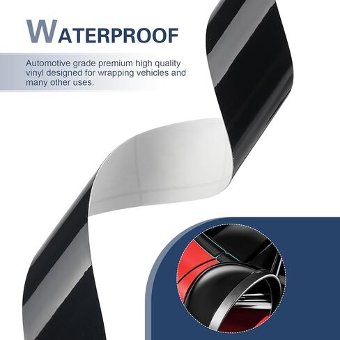 High Gloss Vinyl Wrap Kit, Car Window Tape Adhesive, Window/Door Trim & Door Sill Trunk Edge Decoration, DIY Vehicle Door Edge Sticker, for Most Cars (Black) in Saudi Arabia