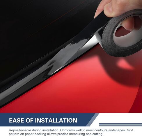 High Gloss Vinyl Wrap Kit, Car Window Tape Adhesive, Window/Door Trim & Door Sill Trunk Edge Decoration, DIY Vehicle Door Edge Sticker, for Most Cars (Black) in Saudi Arabia