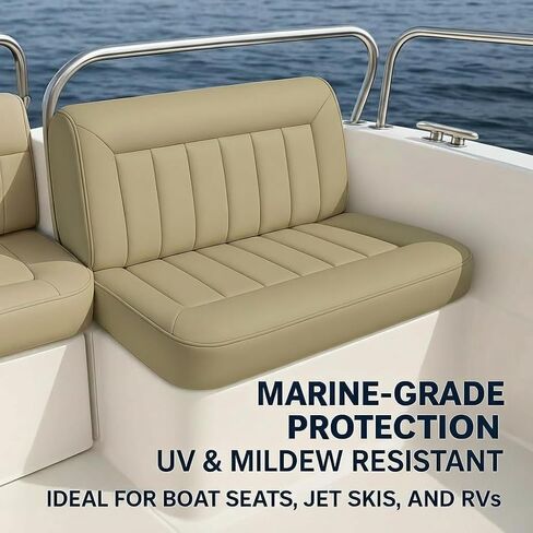 Khaki Marine Vinyl Fabric: Khaki Sample (2.5" x 4.5") Upholstery Faux Leather: Waterproof, UV-Resistant, Boats, Indoor/Outdoor Seats, Automotive, Soft Pleather DIY Crafting in Kuwait