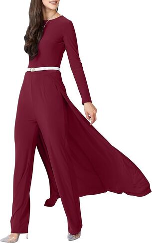 KOH KOH Womens 2026 Long Sleeve Pockets Cape Stretchy Elegant Dressy Jumpsuit in Saudi Arabia