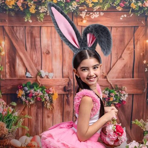 IGMaryBox طويل فروي آذان الأرنب عقال أرنب الأذن عقال وذيل أفخم انحناء آذان أرنب هيرباند زي الأرنب لحفلة عيد الفصح عيد الهالوين حفلة تنكرية الحيوان موضوع in Kuwait