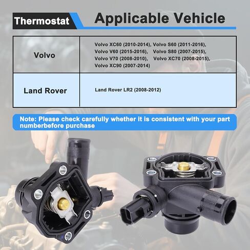 مجموعة مبيت منظم حرارة سائل تبريد المحرك LR006071 لـ Vo lvo XC60 وS60 وV60 وS80 وV70 وXC70 وLand R over LR2 - يستبدل جزء OEM LR006071 in Saudi Arabia