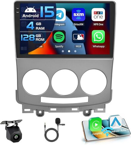 راديو ستيريو للسيارة 2+64G Android 13 CarPlay لسيارة Mazda 5 2005-2010، شاشة لمس عالية الدقة 9 بوصة متوافقة مع Android Auto، كاميرا احتياطية AHD، وصلة مرآة، GPS، WiFi، FM RDS in Saudi Arabia