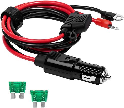 قابس ولاعة سجائر 12AWG ذكر إلى ذكر، سلك شاحن محول ولاعة سجائر للمركبات الثقيلة بطول 3أقدام مع ضوء LED وصمام 3 قطع، كابل شحن تمديد تلقائي، ملاءمة عالمية in Saudi Arabia