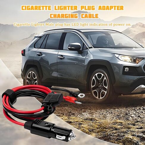 قابس ولاعة سجائر 12AWG ذكر إلى ذكر، سلك شاحن محول ولاعة سجائر للمركبات الثقيلة بطول 3أقدام مع ضوء LED وصمام 3 قطع، كابل شحن تمديد تلقائي، ملاءمة عالمية in Saudi Arabia
