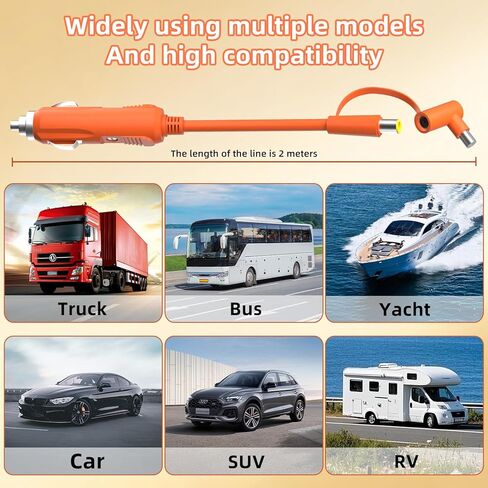 لJackery محطة الطاقة المحمولة Explorer 12V / 24V DC كابل تمديد الطاقة مع قابس ولاعة السجائر 6.5FT - كابل 14AWG للخدمة الشاقة مع قابس DC7909 ومحول DC8020. in Kuwait