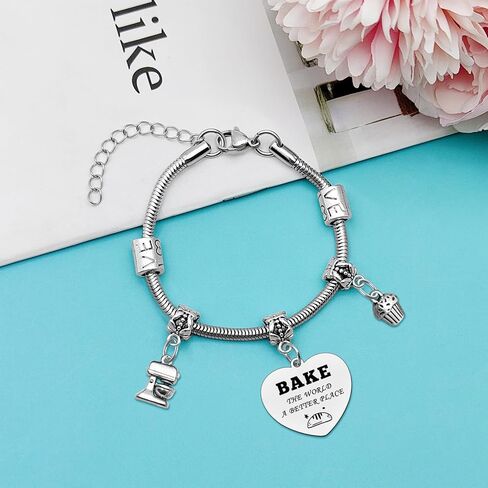Mxrymvu Baking Lover Gift Bakers Bracelet Baking Gifts for Women Inspirational Gifts for Baker Pastry Chef Bakers Jewelry Culinary Student Gift for Christmas Birthday Graduation Thanksgiving in Saudi Arabia