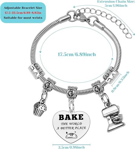 Mxrymvu Baking Lover Gift Bakers Bracelet Baking Gifts for Women Inspirational Gifts for Baker Pastry Chef Bakers Jewelry Culinary Student Gift for Christmas Birthday Graduation Thanksgiving in Saudi Arabia
