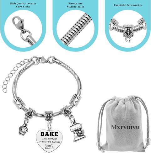 Mxrymvu Baking Lover Gift Bakers Bracelet Baking Gifts for Women Inspirational Gifts for Baker Pastry Chef Bakers Jewelry Culinary Student Gift for Christmas Birthday Graduation Thanksgiving in Saudi Arabia