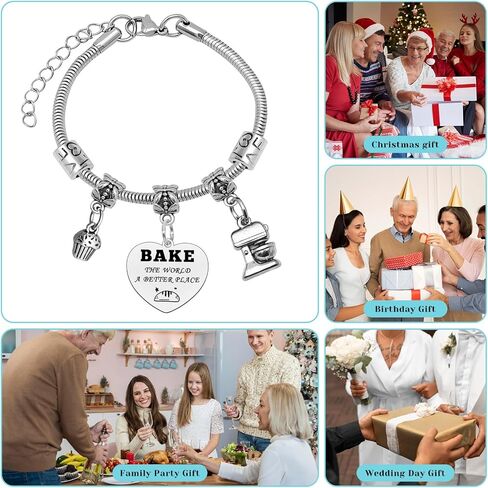 Mxrymvu Baking Lover Gift Bakers Bracelet Baking Gifts for Women Inspirational Gifts for Baker Pastry Chef Bakers Jewelry Culinary Student Gift for Christmas Birthday Graduation Thanksgiving in Saudi Arabia