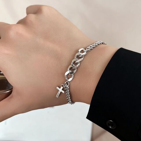 Silver Bracelets Silver Cross Bracelets for Women Cross Bracelet Fashion Jewelry Gifts for Mom Wife in Saudi Arabia