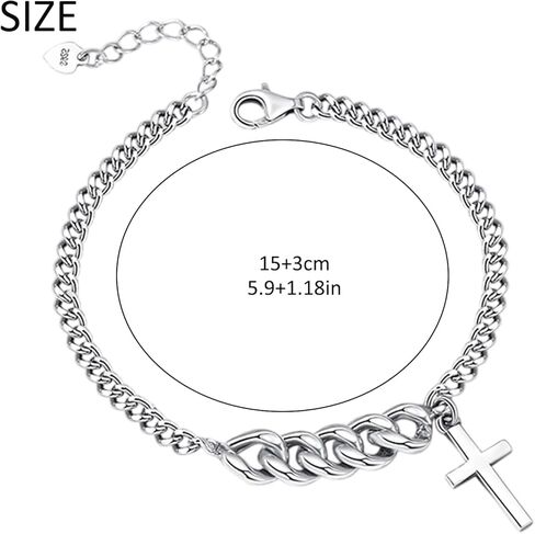 Silver Bracelets Silver Cross Bracelets for Women Cross Bracelet Fashion Jewelry Gifts for Mom Wife in Saudi Arabia