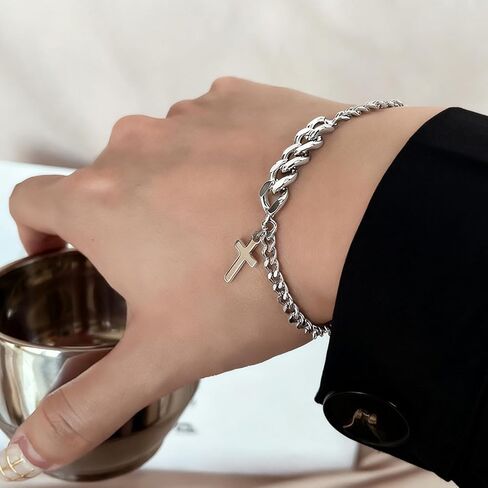 Silver Bracelets Silver Cross Bracelets for Women Cross Bracelet Fashion Jewelry Gifts for Mom Wife in Saudi Arabia