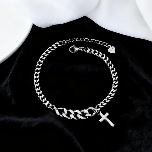Silver Bracelets Silver Cross Bracelets for Women Cross Bracelet Fashion Jewelry Gifts for Mom Wife in Saudi Arabia