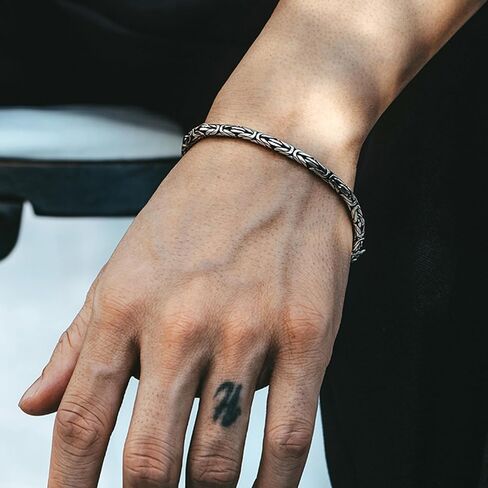 Vintage Dragon Feng Shui Bracelet, 925 Sterling Silver Double Dragon Head Bracelets for Wealth and Happiness Amulet Lucky Creative Fengshui Decor Gift for Men Women (22cm) in Saudi Arabia
