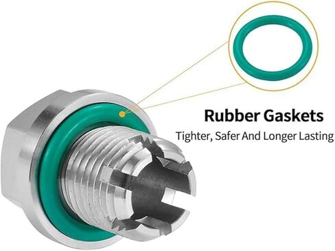 M12.1-1.75 x 15mm Oversize Piggyback Car Oil Drain Plug, Stainless Steel Drain Plug with O-Ring & Hex Wrench, Self-Tapping Oil Pan Thread Repair Nut Bolt Kit, Universal for Vehicle in Saudi Arabia