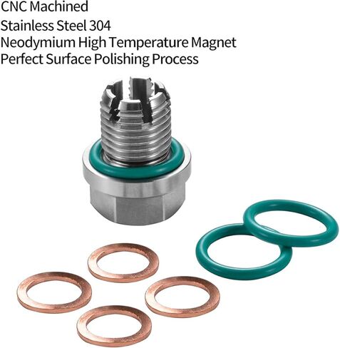 M12.1-1.75 x 15mm Oversize Piggyback Car Oil Drain Plug, Stainless Steel Drain Plug with O-Ring & Hex Wrench, Self-Tapping Oil Pan Thread Repair Nut Bolt Kit, Universal for Vehicle in Saudi Arabia
