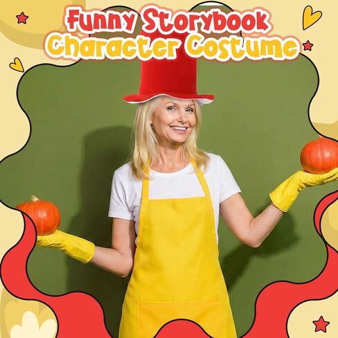 3 Pcs Funny Storybook Character Costume Reading Across America Day Wacky Outfit Accessories Red Top Hat for World Book Day Novelty Party Favors in Saudi Arabia