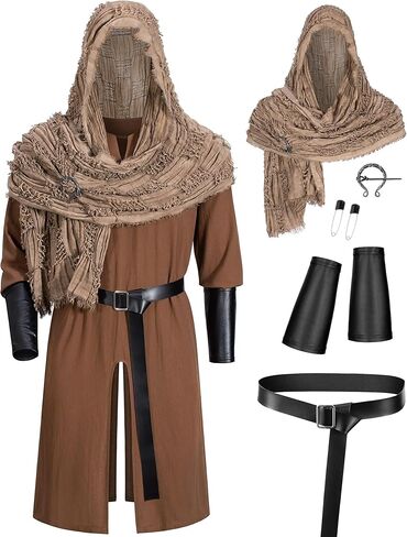 مجموعة إكسسوارات زي القرصان التنكرية للرجال من العصور الوسطى وعصر النهضة الفارس LARP رداء الهالوين الفايكنج in Kuwait