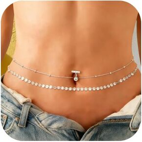 سلسلة خصر قابلة للتعديل متعددة الطبقات ومجموعة إكسسوارات - سلسلة جسم نسائية مزدوجة الطبقات، إكسسوارات جسم عصرية in Kuwait