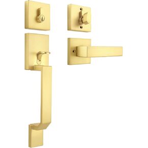 Front Door Handle and Deadbolt Set, Gold Front Door Lock Set with Reversible Handle Lever, Heavy Duty Single Cylinder Front Door Handles and Locks in Saudi Arabia