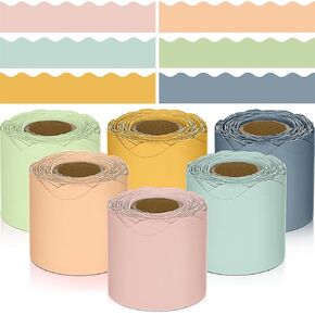 6 رولز بوهو حواف لوحة الإعلانات - حافة ملونة على شكل صدفي للفصل الدراسي، الطول الإجمالي 240 قدم، ديكورات لوحة إعلانات مقاومة للماء للفصل الدراسي، المدرسة، المنزل، المكتب، السبورة (6 تصميمات) in Kuwait