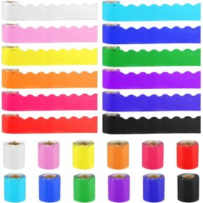 12 لفة من حدود لوحة الإعلانات ذات الصدفي، زخرفة ملونة للفصل الدراسي بطول 393 قدمًا، حدود زخرفية للسبورة البيضاء، لوحة الفلين، ديكورات الجدران والحفلات in Kuwait