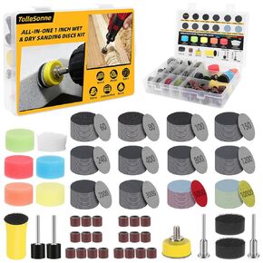 100 قطعة من أقراص الصنفرة مقاس 2 بوصة متنوعة 80-7000 حبيبة 2 بوصة من وسادات الصنفرة الرطبة/الجافة مع لوحة دعم ساق 1/4 بوصة وخطاف وحلقة وسادة تخزين إسفنجية ناعمة لمرفق الأدوات الدوارة لمطحنة الحفر in Kuwait