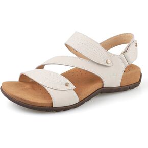 صنادل BCSTUDIO النسائية المريحة من الجلد لتقويم العظام مع دعم قوس قابل للتعديل لتقويم العظام في الصيف والمشي صنادل مسطحة كاجوال للنساء in Kuwait