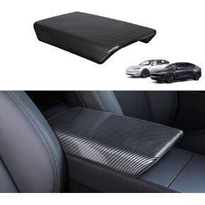 غطاء مسند ذراع وحدة التحكم المركزية لسيارة Tesla Model Y Juniper 2026 2025 وModel 3 Highland 2026 2025 2024، أغطية مسند الذراع ملحقات داخلية لوحدة التحكم، ألياف الكربون الساطعة in Kuwait