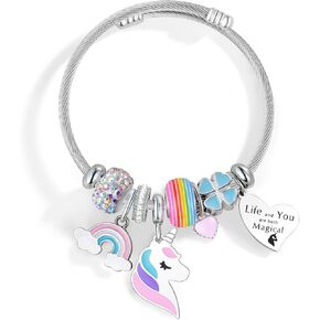 Unicorn Charm Bracelet for Women Colorful CZ Beaded Unicorn Bracelet Birthday Gifts for Daughter Granddaughter Niece in Saudi Arabia