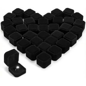36Pcs ring boxes bulk velvet ring box black for proposal 2.17 x 1.97 inches Jewelry Boxes Packaging Display Rings Case earring gift box for Anniversary Birthday Gift in Kuwait