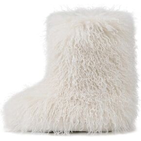 Kalstage إمرأة فو فروي أحذية منتصف العجل الشتاء منصة أحذية مريحة الفراء المنغولي الانزلاق على الجوارب الثلوج المسطحة الدافئة المنزل في الهواء الطلق in Kuwait