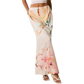 تنورة نسائية طويلة من GORGLITTER تنورة بوهو بخصر منخفض على شكل حرف A تنانير طويلة عصرية عصرية in Kuwait