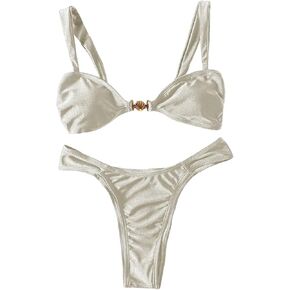 طقم بيكيني نسائي من قطعتين من Floerns، ملابس سباحة عالية الخصر، بدلة استحمام صفيق in Kuwait