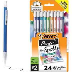 BIC Xtra Smooth Mechanical Pencils (MPNP24-BLK), Medium Point (0.7mm), Fun Pastel Color Pencils, Back to School, 24 Count in Saudi Arabia