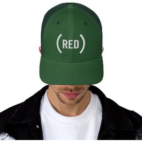 RED This Green Trucker Cap is in Saudi Arabia