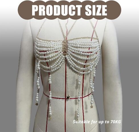 لؤلؤ أنيق مطرز بشراشيب هالترنيك المحاصيل الدبابات الأعلى للنساء مجوهرات الجسم الصدرية سلسلة الصدر الأطراف in Kuwait