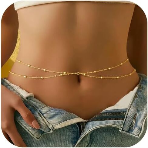 Multi-Layer Adjustable Waist Chain and Accessory Set - Women's Double-Layer Body Chain, Fashionable Body Accessories in Saudi Arabia