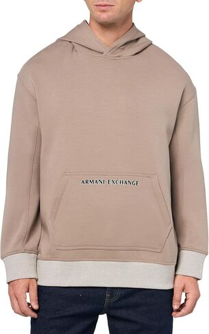 Armani Exchange Men's Textured Logo Stretch Bonded Cotton Hooded Sweatshirt in Saudi Arabia