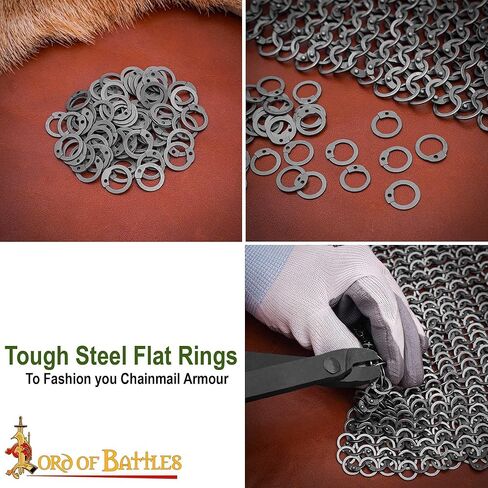 Lord of Battles Loose Rings Medieval Style Chainmail Armor Rings for Historical Re-enactments LARP, Cosplay, SCA (9mm 17 Gauge, Flat Rings with Round Rivets) in Saudi Arabia