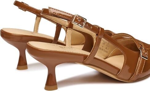 Trary Slingback Kitten Heels للنساء، حذاء مدبب عند الأصابع ومغلق عند الأصابع، حذاء بني مثير للنساء لحفلات الزفاف، مقاس 7.5 in Saudi Arabia