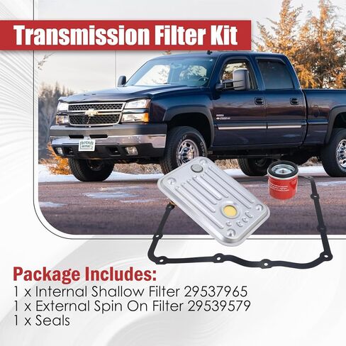 Transmission Filter Kit 29537965 Internal Shallow Filter 29539579 Spin-On Filter Raplacement for Allison 1000 2000 Series, Fits for 2001-2010 Chevy Silverado/GMC Sierra 2500HD 3500HD 6.6L Duramax in Saudi Arabia