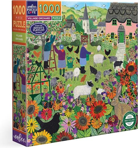 eeBoo Piece & Love: Christmas Songbirds - 1000 Piece Puzzle - 23" Square Adult Jigsaw, Bex Parkin's Festive Holiday Tree w/Vivid Birds, Eco-Friendly in Saudi Arabia