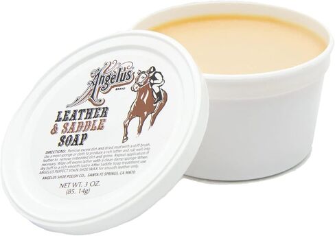Angelus Saddle Soap for Leather, 3oz - Deep Leather Cleaner and Conditioner for Boots, Saddles, & More - Made in USA in Saudi Arabia