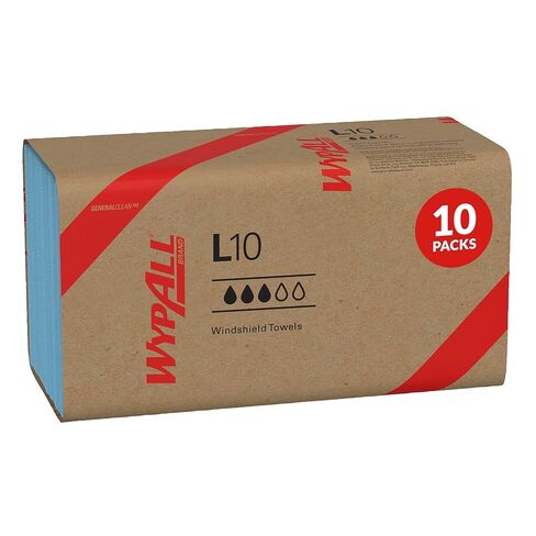 WypAll General Clean L10 Light Cleaning Towels (05120), Windshield Wipe, 2-PLY, Banded, Blue, 16 Packs / Case, 140 Wipes / Pack, 2,400 Sheets / Case in Saudi Arabia