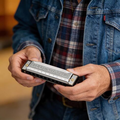 Hohner Blues Band Harmonica - حزمة مفتاح C مع حافظة بسحاب، ودليل تعليمات، وقماش تلميع Austin Bazaar in Kuwait