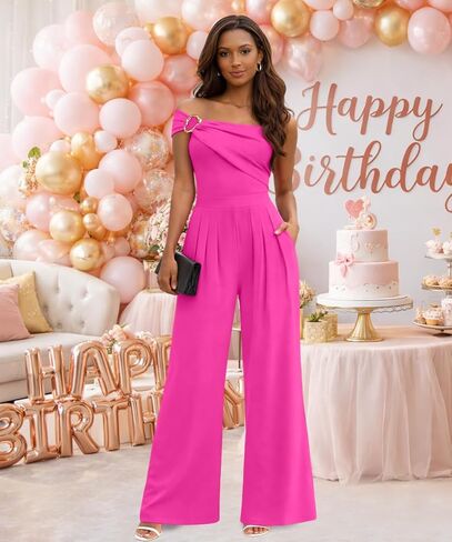 Knowfashionstyle بذلة للنساء متأنق قبالة الكتف عادية بنطال ذو قصة أرجل واسعة حللا رسمية حفلة مثير قطعة واحدة وتتسابق in Kuwait